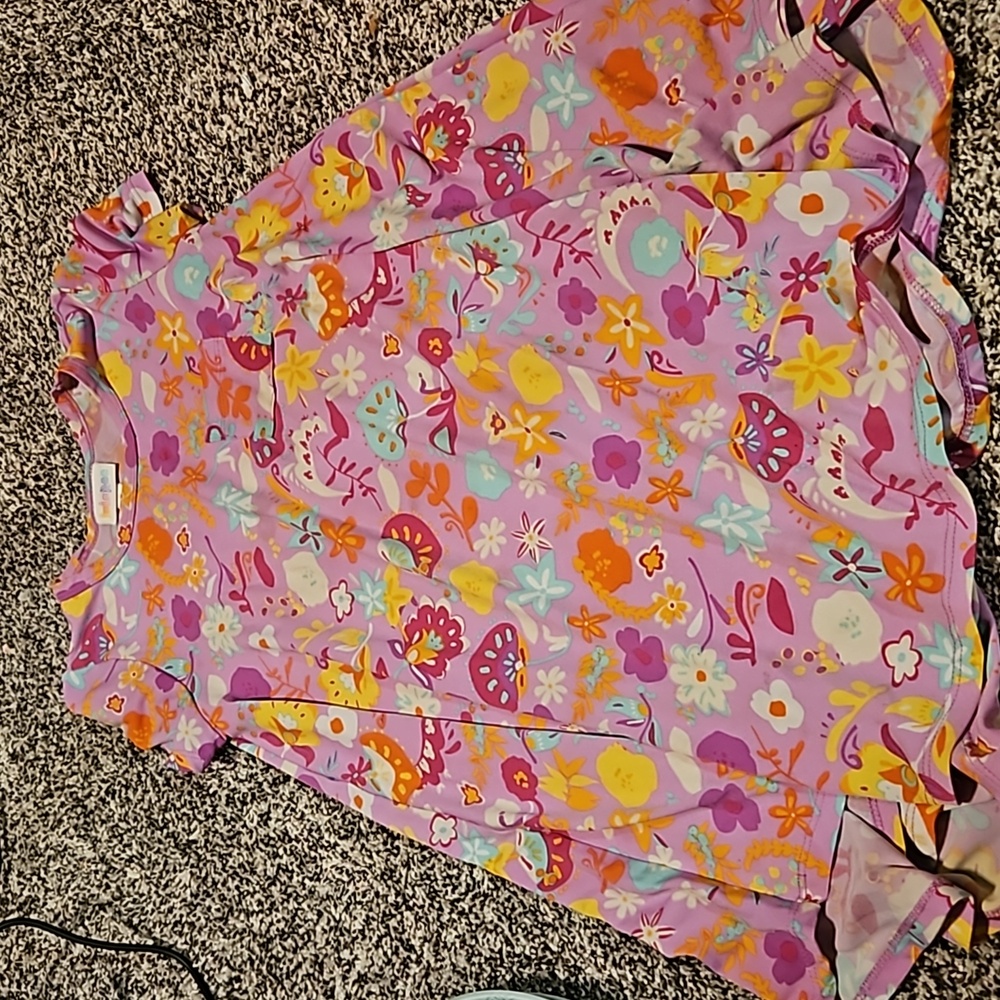 Lula roe. Girls size 6 dress. Purple with flowers